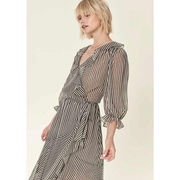 Icons Objects of Devotion Black White Stripe Flamenco Dress Womens Medium New - Picture 12 of 12